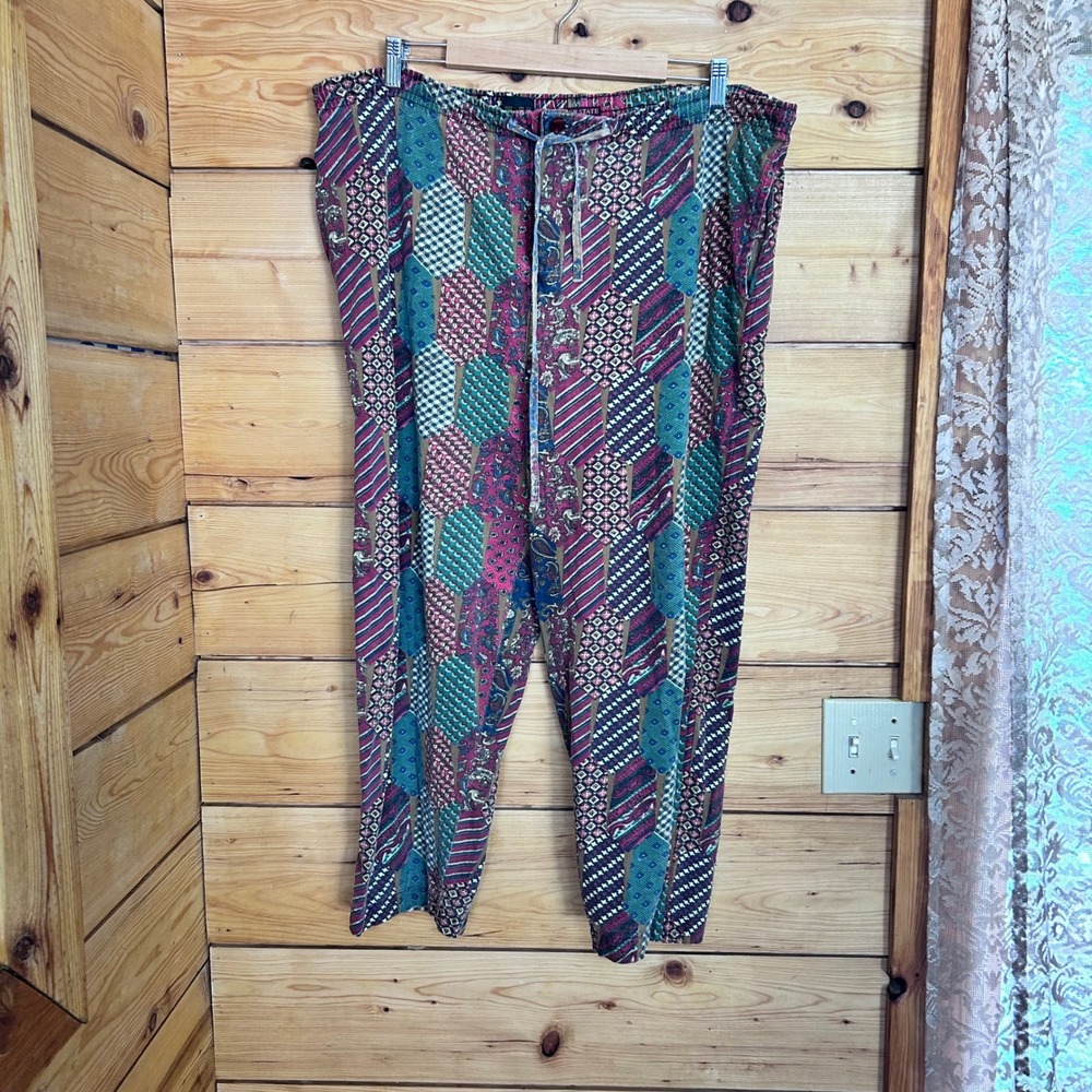Vintage Cotton Patchwork Pant Medium Multi Color Higher State Adventure Boho 90s